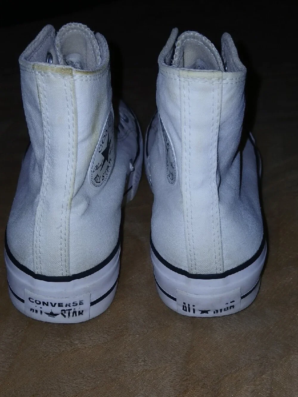 Converse White High Top All Star Platform Sneakers with Black Trim Sz: 8.5